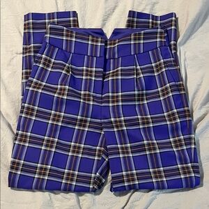 Express Purple Plaid Ankle High Rise 4R Work Pant